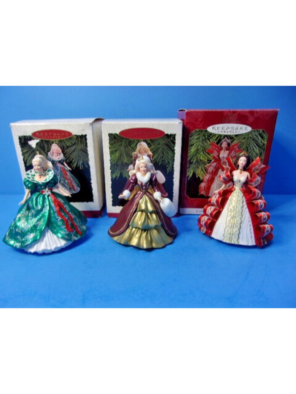 Hallmark Lot of 3 Holiday Barbie Series Christmas Ornaments 1995 1996 1997 IOB